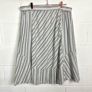 Lane Bryant Tiered Skirt Linen Blend Flounce Striped Coastal Nuetral Beach 18/20